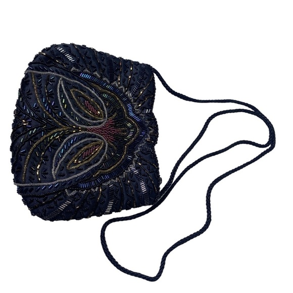 Carla Marchi black multi color beaded evening purse shoulder bag EUC - Picture 2 of 13